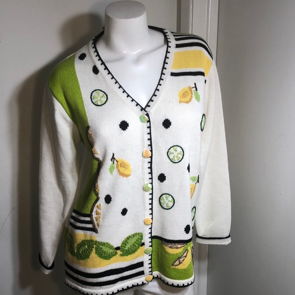 Storybook Knits Sweaters - Storybook Knits Land of Citrus Knit Sequins & Beaded Cardigan Sweater NWT
